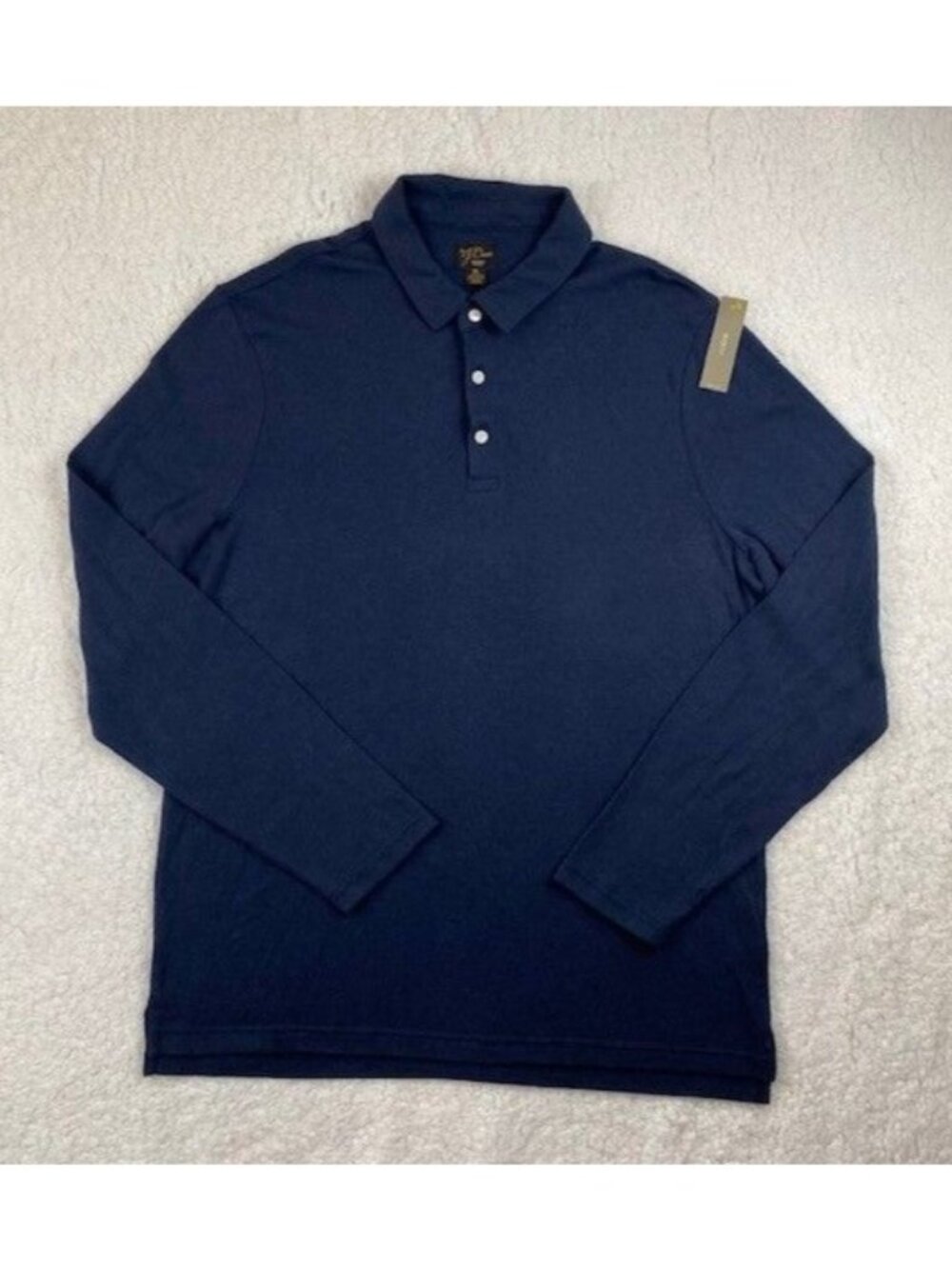 J.Crew Cashmere Blend Long Sleeve Pique Polo Sweater Mens Size XL Blue Button Up